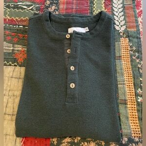Goodfellow Green Waffle Knit Henley Shirt